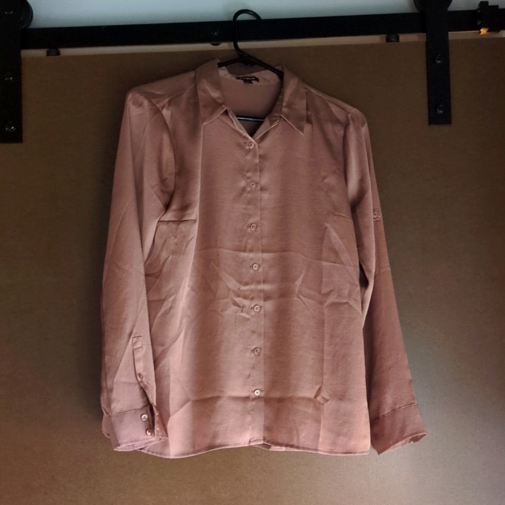 Express satin button down